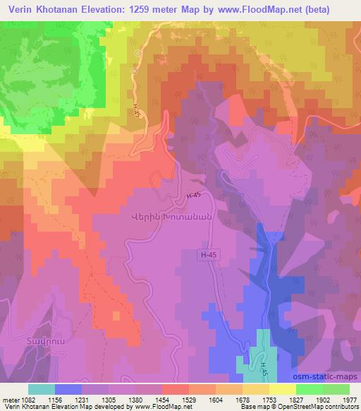 Verin Khotanan,Armenia Elevation Map