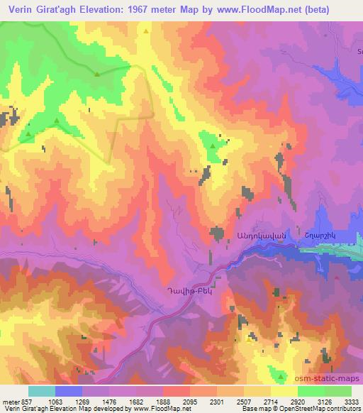 Verin Girat'agh,Armenia Elevation Map