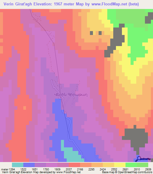 Verin Girat'agh,Armenia Elevation Map