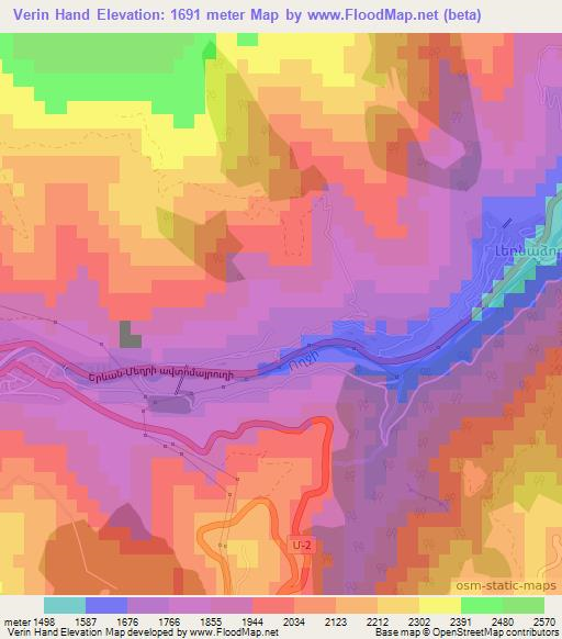 Verin Hand,Armenia Elevation Map