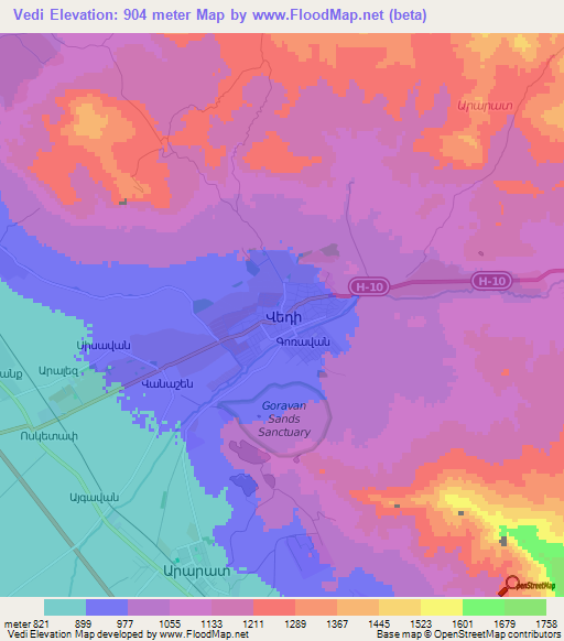 Vedi,Armenia Elevation Map