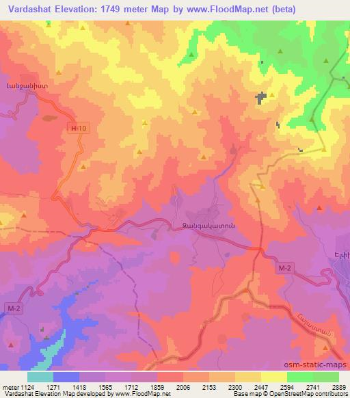 Vardashat,Armenia Elevation Map
