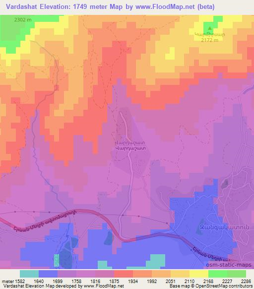 Vardashat,Armenia Elevation Map