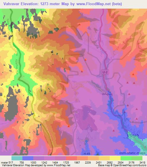 Vahravar,Armenia Elevation Map