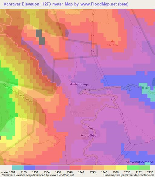 Vahravar,Armenia Elevation Map