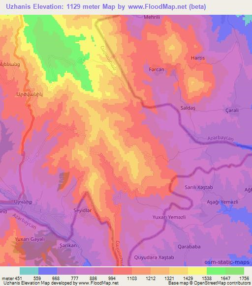 Uzhanis,Armenia Elevation Map