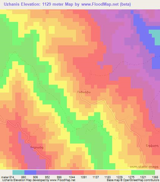 Uzhanis,Armenia Elevation Map