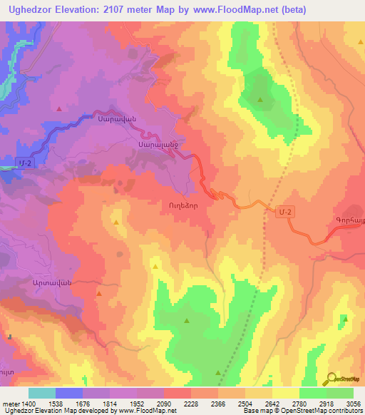 Ughedzor,Armenia Elevation Map