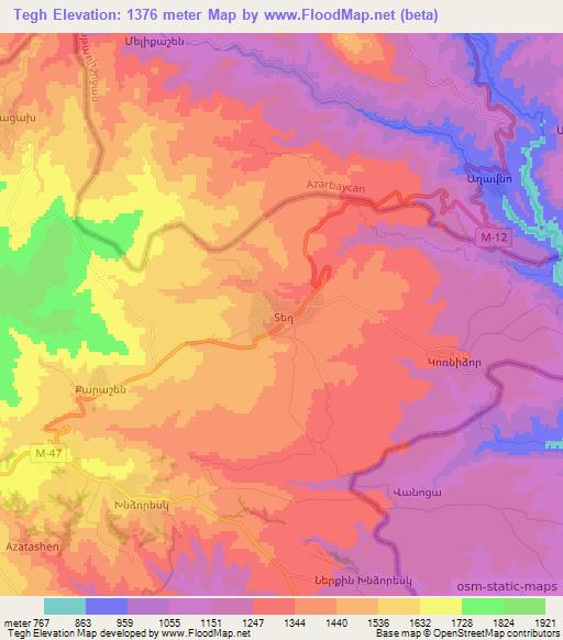 Tegh,Armenia Elevation Map