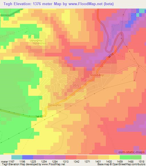 Tegh,Armenia Elevation Map