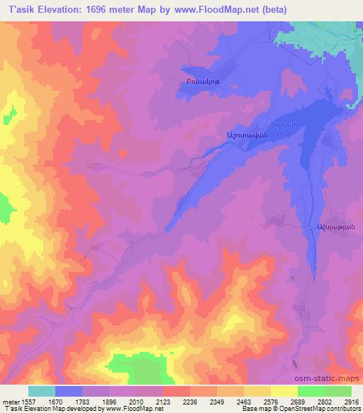 T'asik,Armenia Elevation Map