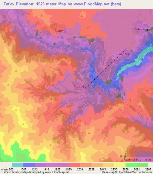 Tat'ev,Armenia Elevation Map