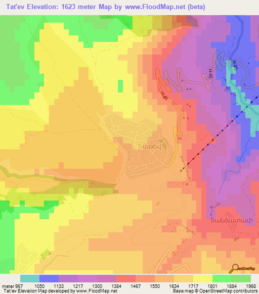 Tat'ev,Armenia Elevation Map