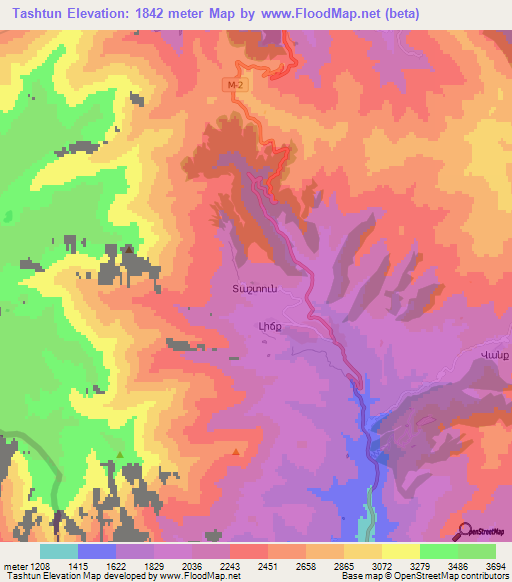 Tashtun,Armenia Elevation Map