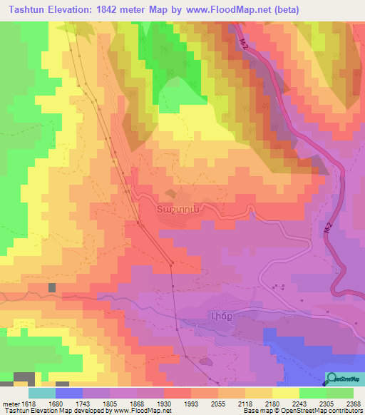 Tashtun,Armenia Elevation Map