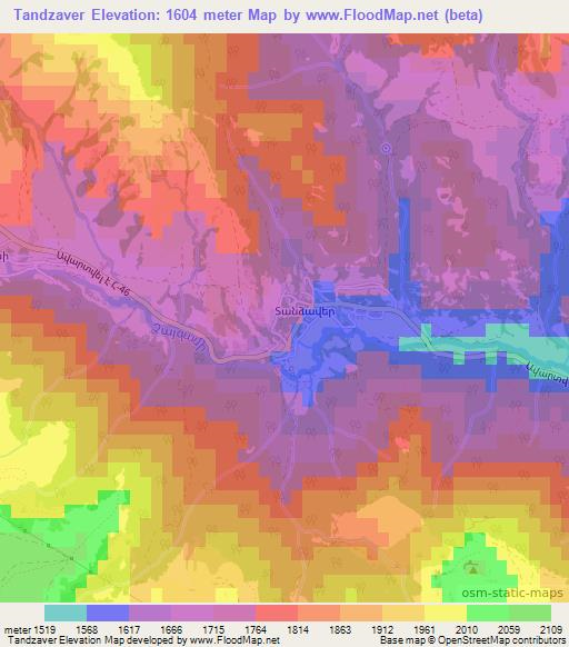Tandzaver,Armenia Elevation Map