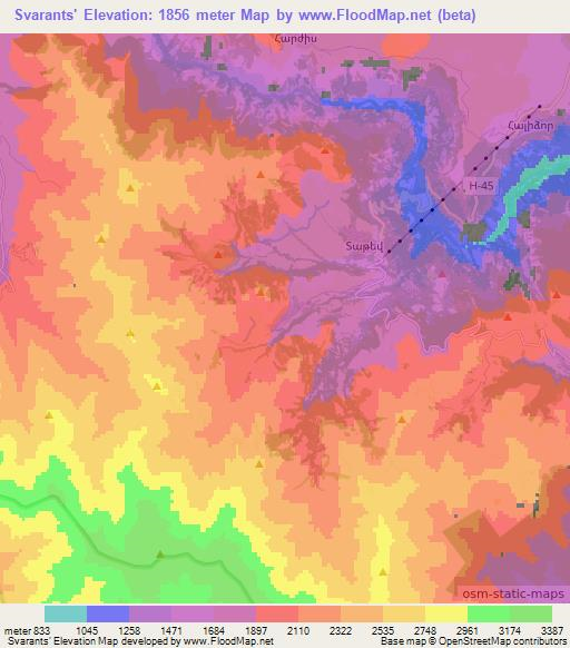 Svarants',Armenia Elevation Map