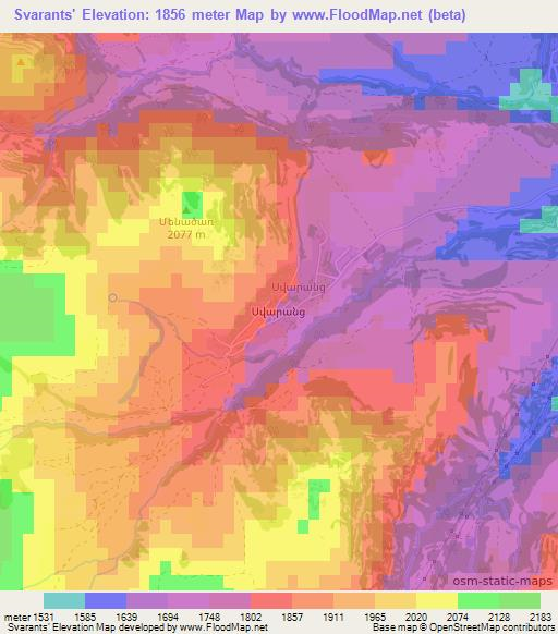 Svarants',Armenia Elevation Map