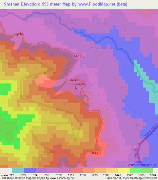 Srashen,Armenia Elevation Map