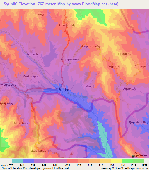Syunik',Armenia Elevation Map
