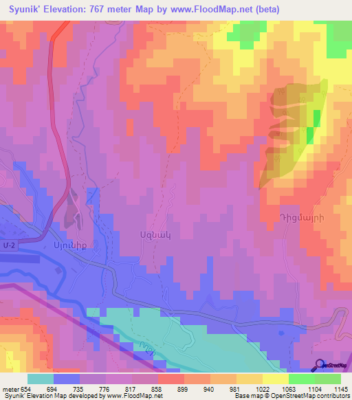 Syunik',Armenia Elevation Map