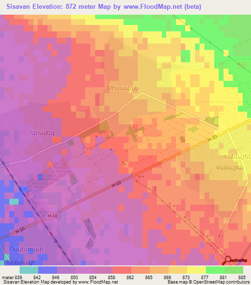 Sisavan,Armenia Elevation Map