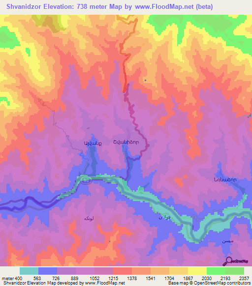 Shvanidzor,Armenia Elevation Map