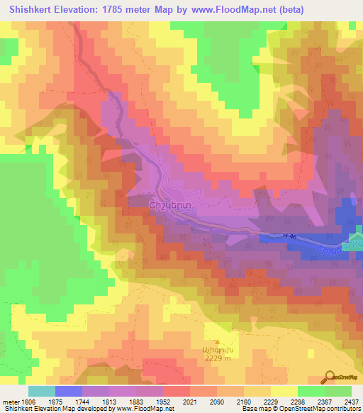 Shishkert,Armenia Elevation Map