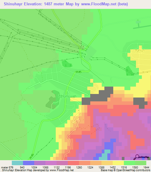 Shinuhayr,Armenia Elevation Map