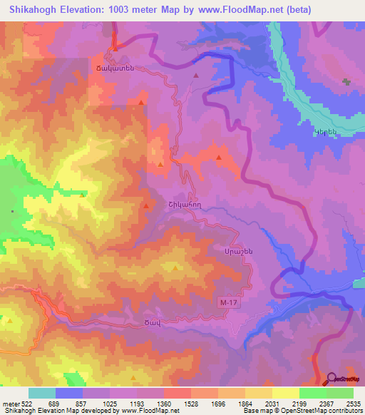 Shikahogh,Armenia Elevation Map