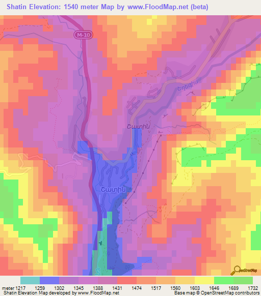 Shatin,Armenia Elevation Map