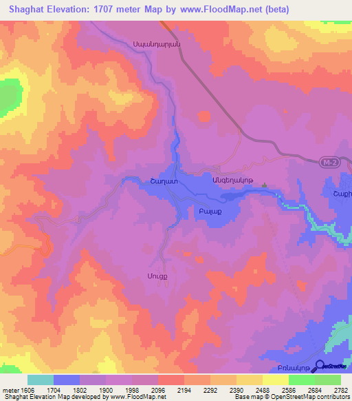 Shaghat,Armenia Elevation Map
