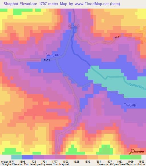 Shaghat,Armenia Elevation Map