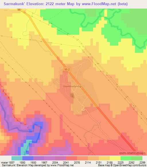 Sarrnakunk',Armenia Elevation Map