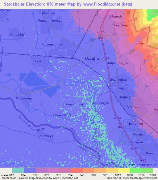 Sardzhalar,Armenia Elevation Map