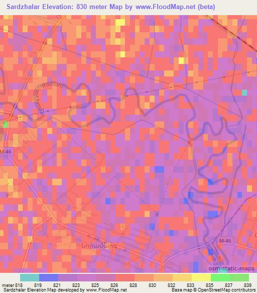 Sardzhalar,Armenia Elevation Map