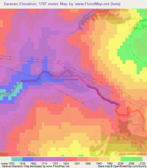 Saravan,Armenia Elevation Map