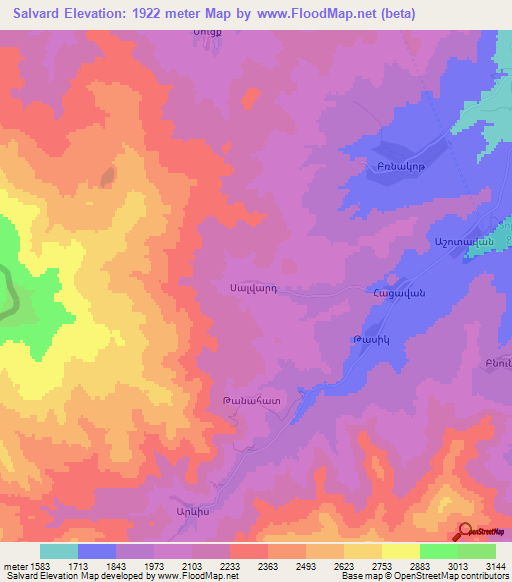 Salvard,Armenia Elevation Map
