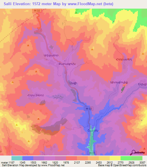 Salli,Armenia Elevation Map