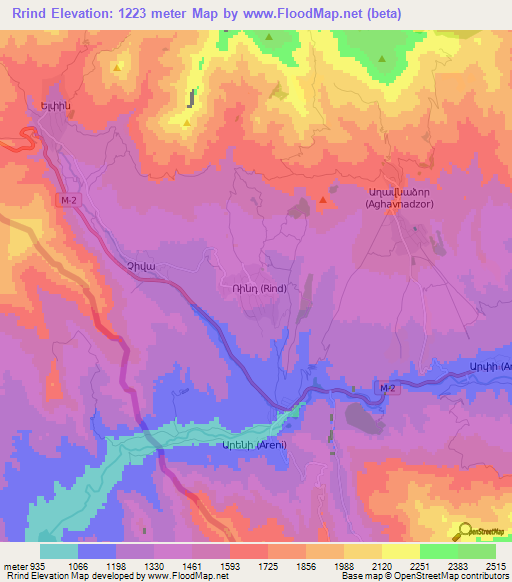 Rrind,Armenia Elevation Map