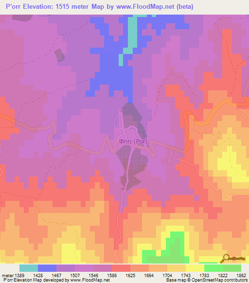 P'orr,Armenia Elevation Map