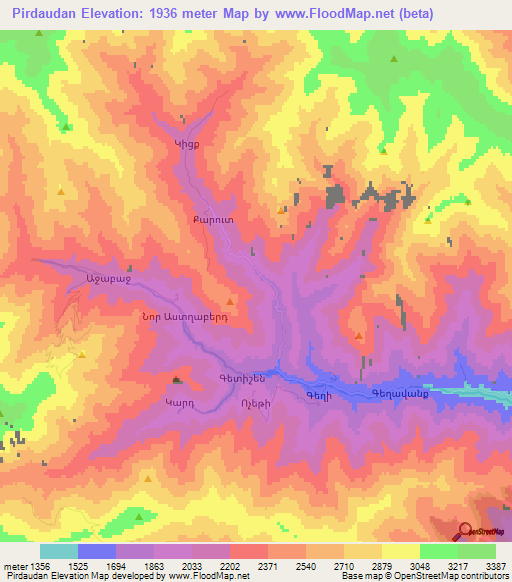Pirdaudan,Armenia Elevation Map