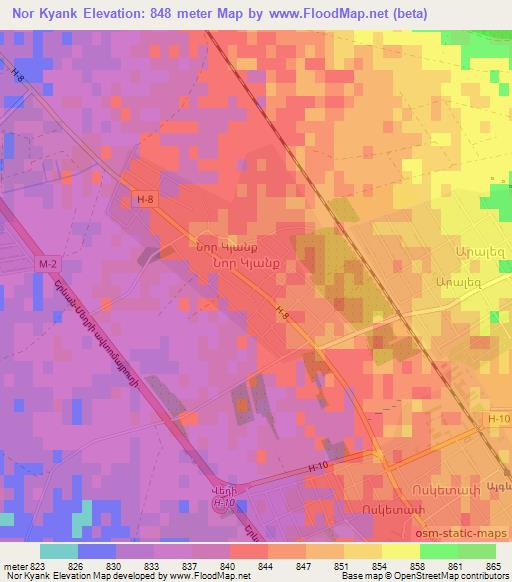 Nor Kyank,Armenia Elevation Map