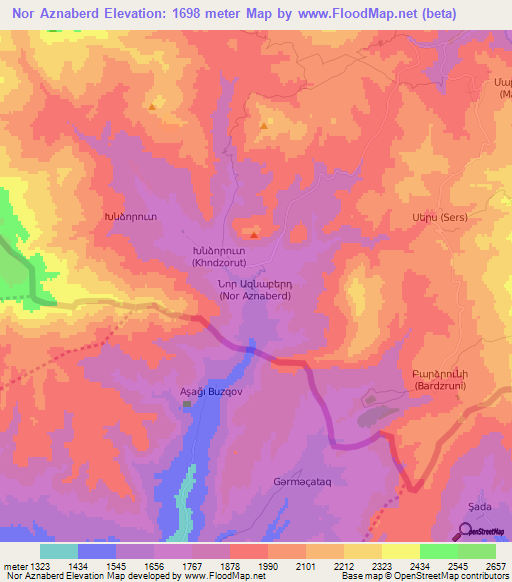 Nor Aznaberd,Armenia Elevation Map