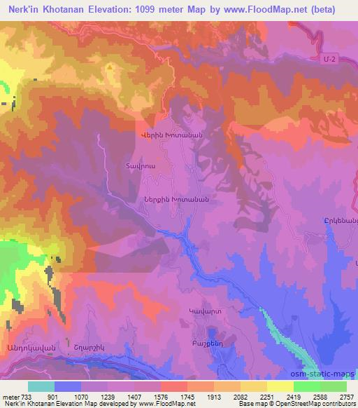 Nerk'in Khotanan,Armenia Elevation Map
