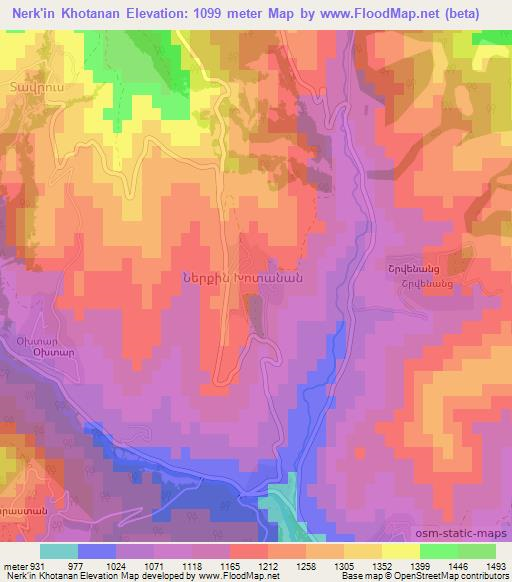 Nerk'in Khotanan,Armenia Elevation Map