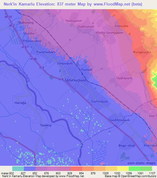 Nerk'in Kamarlu,Armenia Elevation Map