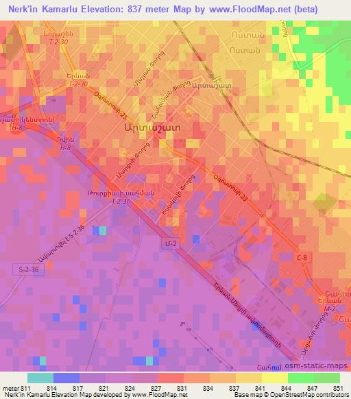 Nerk'in Kamarlu,Armenia Elevation Map