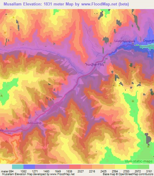 Musallam,Armenia Elevation Map