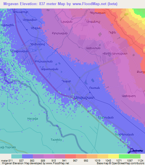 Mrgavan,Armenia Elevation Map